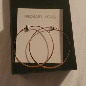 Michael Kors Engraved Rose Gold Hoop Earings